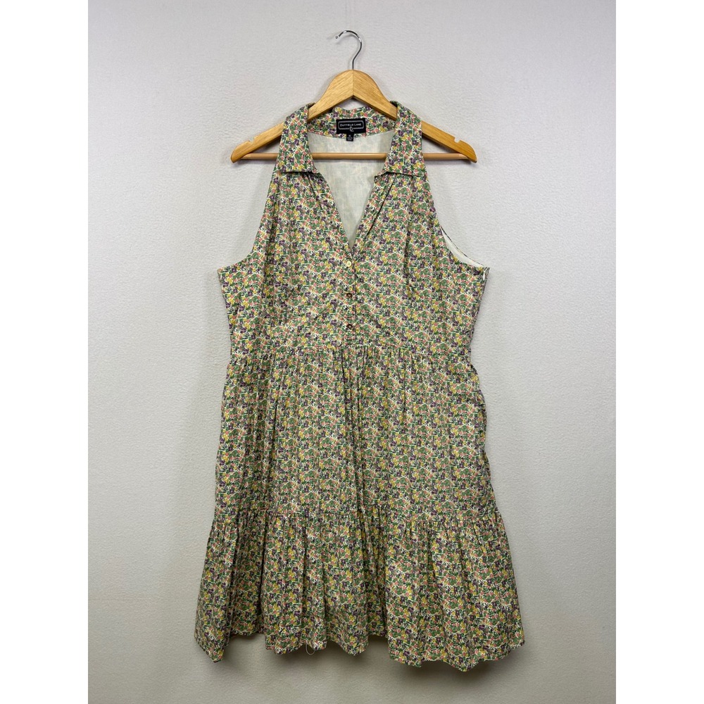 Duffield Lane Cottagecore Floral Halter Women XL Multicolor Tiered Cotton Dress